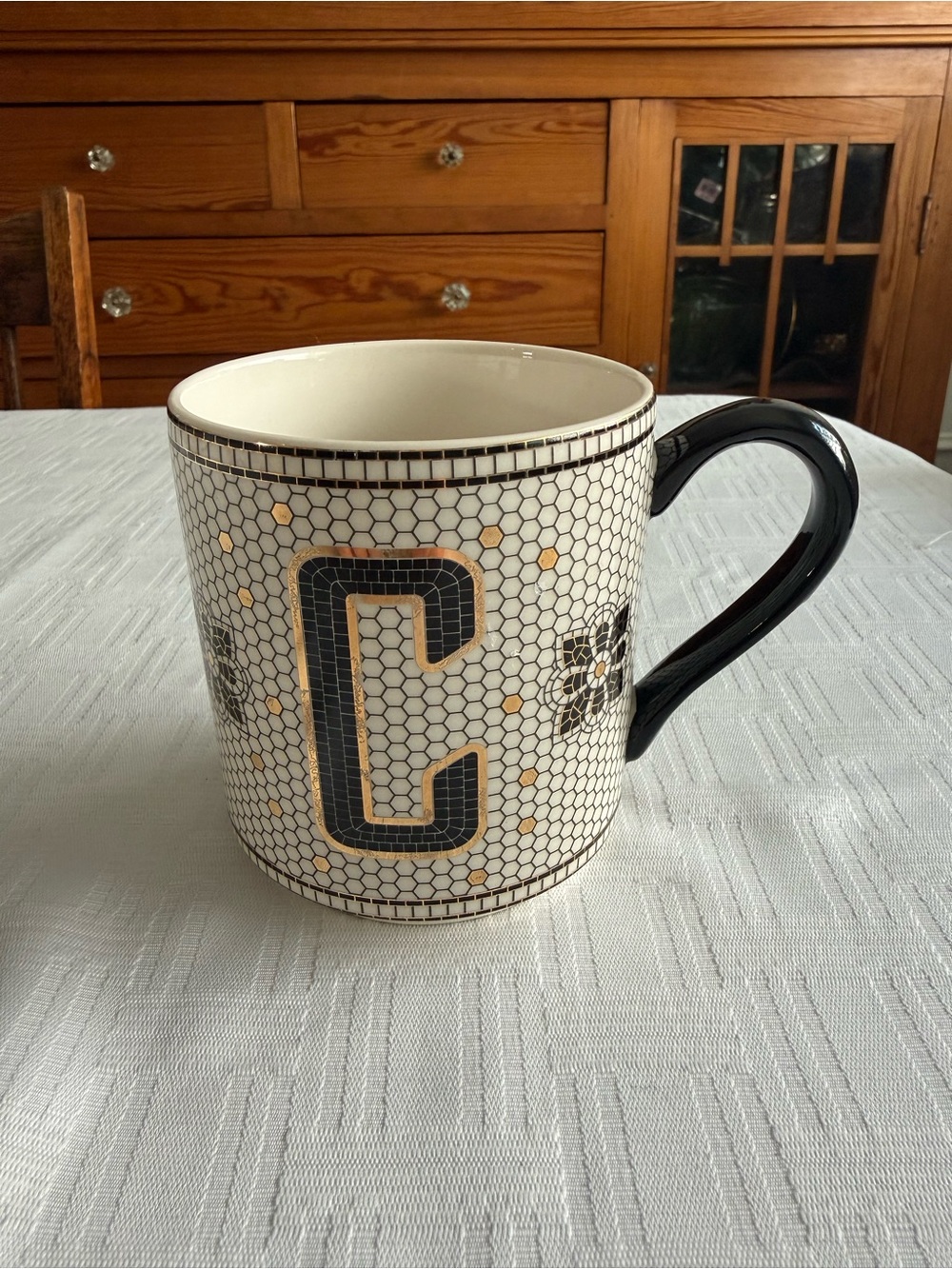 New Anthropologie Bistro Tile Mug with Letter C